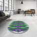 Round Patterned Green Modern Rug in a Office, pat1442