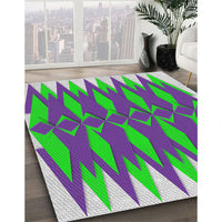 Patterned Green Modern Rug, pat1442