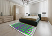 Patterned Green Modern Rug in a Bedroom, pat1442