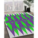 Patterned Green Modern Rug in Family Room, pat1442