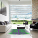 Square Machine Washable Transitional Green Rug in a Living Room, wshpat1442