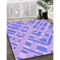 Patterned Light Slate Blue Rug, pat1443pur