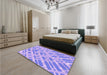 Patterned Light Slate Blue Rug in a Bedroom, pat1443pur