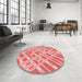 Round Patterned Pastel Pink Rug in a Office, pat1443rd