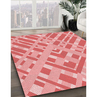 Patterned Pastel Pink Rug, pat1443rd