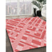 Patterned Pastel Pink Rug in Family Room, pat1443rd