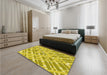 Round Machine Washable Transitional Yellow Rug in a Office, wshpat1443yw