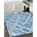 Patterned Light Blue Novelty Rug in Family Room, pat1443