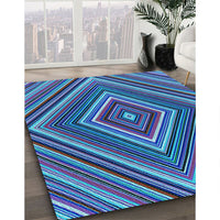 Patterned Dark Slate Blue Purple Rug, pat1444lblu