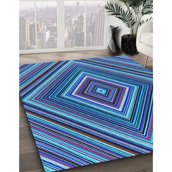 Machine Washable Transitional Dark Slate Blue Purple Rug in a Family Room, wshpat1444lblu
