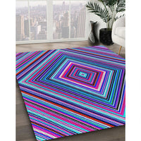 Patterned Bright Purple Modern Rug, pat1444