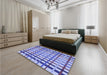 Patterned Royal Blue Rug in a Bedroom, pat1445blu