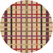 Square Patterned Brown Red Rug, pat1445brn