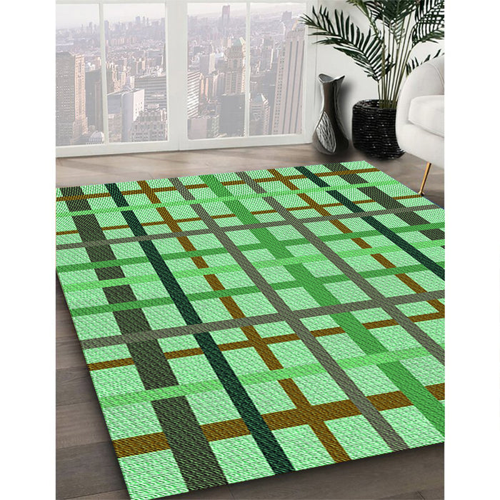Machine Washable Transitional Green Rug in a Family Room, wshpat1445grn