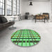 Round Patterned Green Rug in a Office, pat1445grn