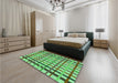 Patterned Green Rug in a Bedroom, pat1445grn