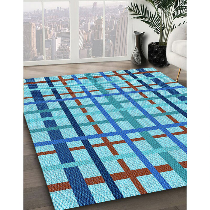 Machine Washable Transitional Blue Rug in a Family Room, wshpat1445lblu