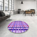 Round Patterned Dark Orchid Purple Rug in a Office, pat1445pur