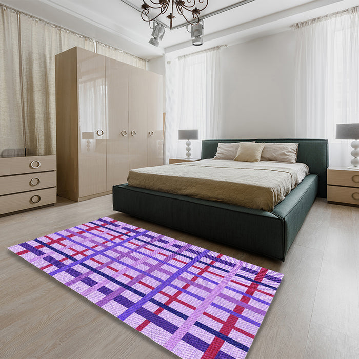 Round Machine Washable Transitional Dark Orchid Purple Rug in a Office, wshpat1445pur