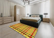 Patterned Yellow Rug in a Bedroom, pat1445yw