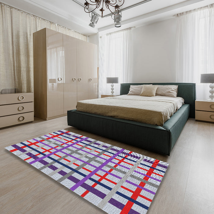 Machine Washable Transitional Purple Rug in a Bedroom, wshpat1445