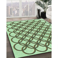 Patterned Fern Green Rug, pat1446grn