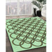 Patterned Fern Green Rug in Family Room, pat1446grn