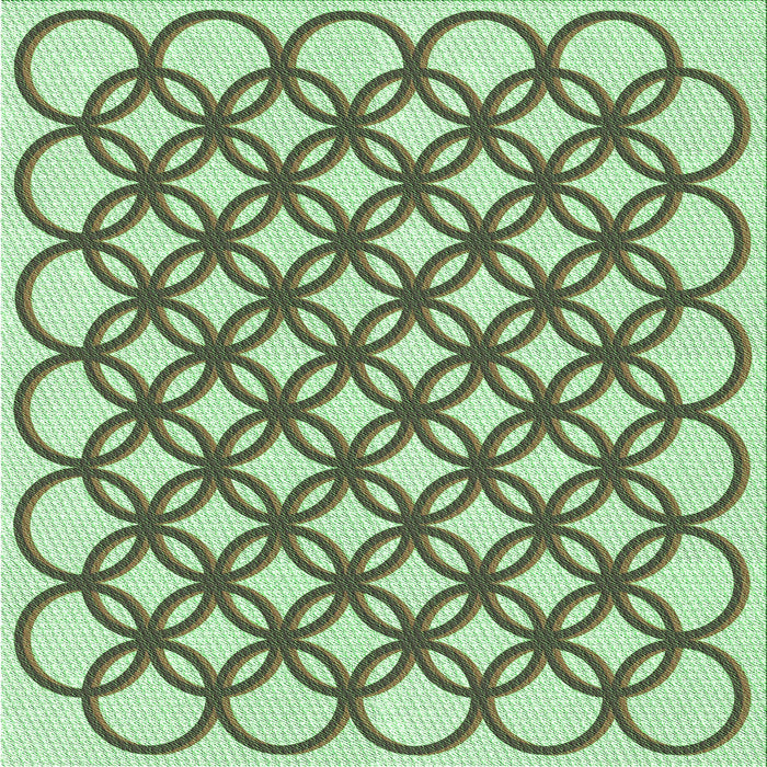 Round Patterned Fern Green Rug, pat1446grn
