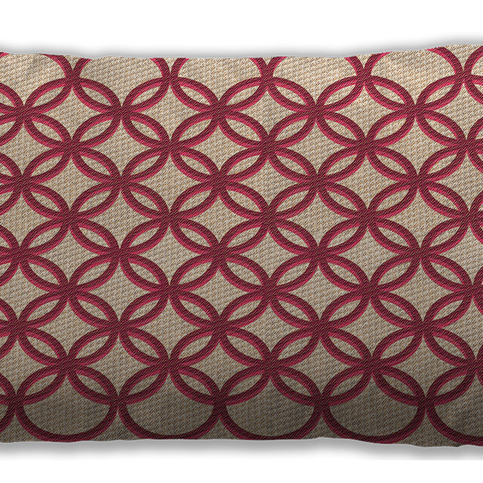 Patterned Rectangular Crimson Red Lumbar Throw Pillow, 13 inch by 19 inch, lbpat1446org