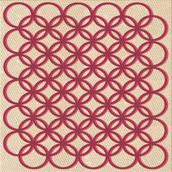 Round Patterned Crimson Red Rug, pat1446org