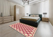 Patterned Crimson Red Rug in a Bedroom, pat1446org