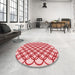 Round Patterned Red Rug in a Office, pat1446rd