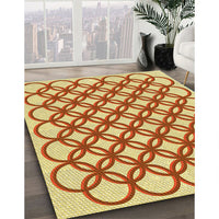 Patterned Orange Red Orange Rug, pat1446yw