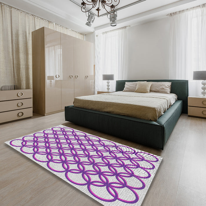 Machine Washable Transitional Dark Orchid Purple Rug in a Bedroom, wshpat1446