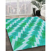 Machine Washable Transitional Turquoise Green Rug in a Family Room, wshpat1447lblu