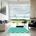 Machine Washable Transitional Turquoise Green Rug in a Kitchen, wshpat1447lblu