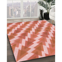 Patterned Orange Red Orange Rug, pat1447rd