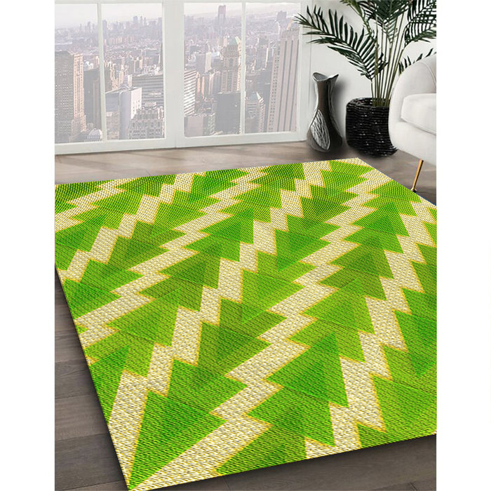 Patterned Green Rug in Family Room, pat1447yw