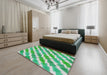 Machine Washable Transitional Green Rug in a Bedroom, wshpat1447