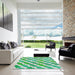 Square Patterned Green Novelty Rug in a Living Room, pat1447