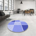 Round Patterned Royal Blue Rug in a Office, pat1448blu