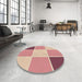 Round Patterned Red Rug in a Office, pat1448brn