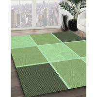 Patterned Olive Green Rug, pat1448grn