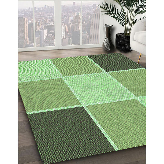 Patterned Olive Green Rug in Family Room, pat1448grn