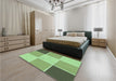 Patterned Olive Green Rug in a Bedroom, pat1448grn