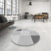 Round Patterned Gunmetal Gray Rug in a Office, pat1448gry