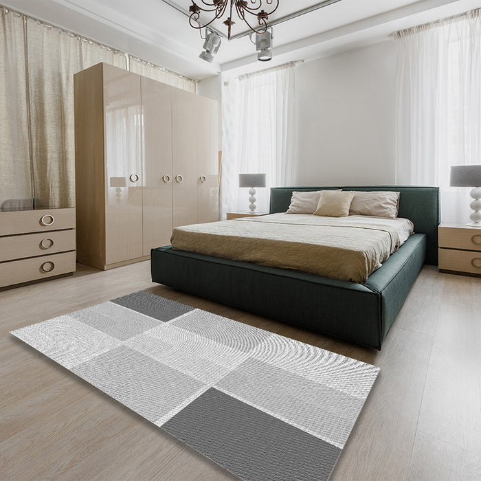 Patterned Gunmetal Gray Rug in a Bedroom, pat1448gry