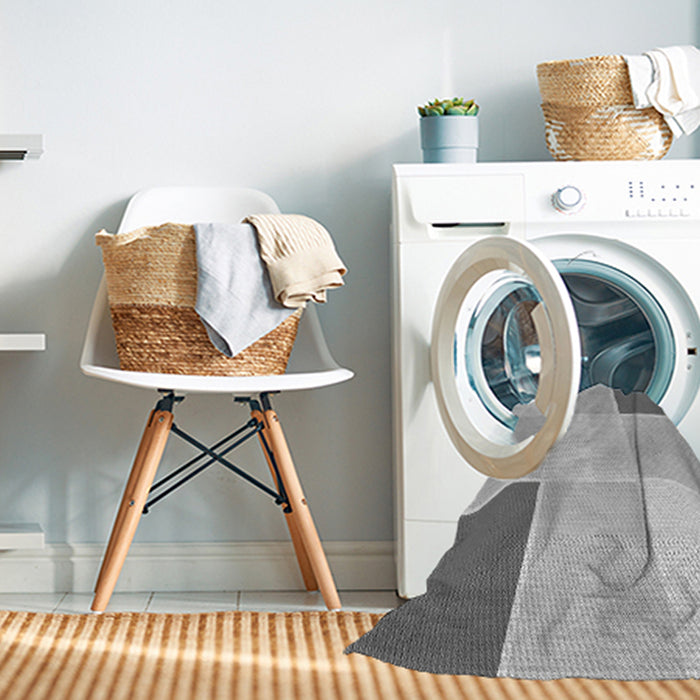 Machine Washable Transitional Gunmetal Gray Rug in a Washing Machine, wshpat1448gry