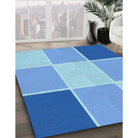 Patterned Neon Blue Rug, pat1448lblu