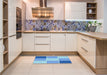 Patterned Neon Blue Rug in a Kitchen, pat1448lblu